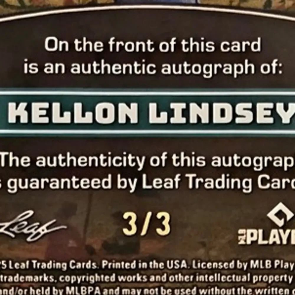Kellon Lindsey 3/3 Auto Saturday in the Park Los Angeles Dodgers Top Prospect
